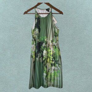 a.n.a (A New Approach) Green Floral Halter Dress Size 4 NWT